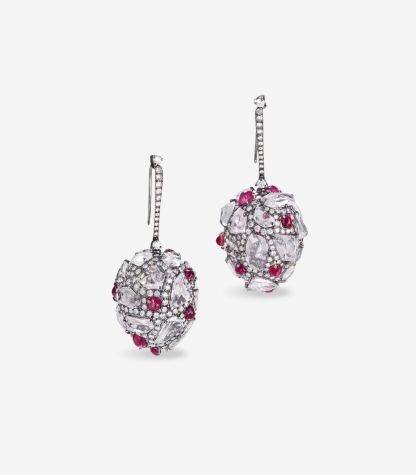 White Sapphire, Spinel & Diamond Earrings