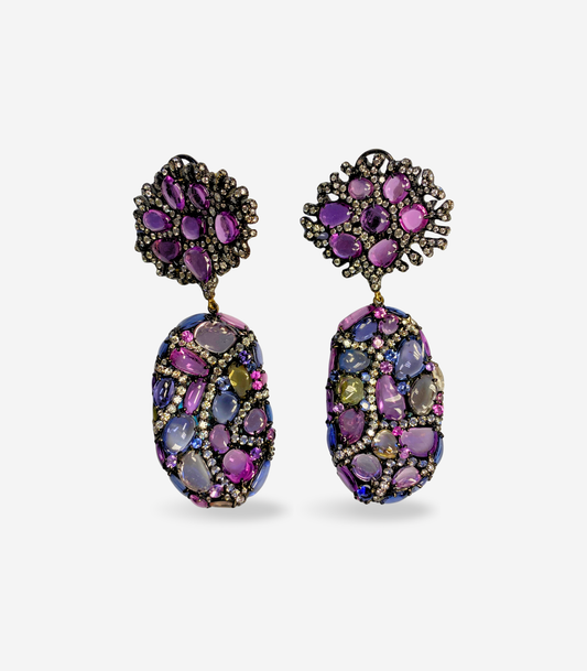 Multi Sapphire & Diamond Earrings