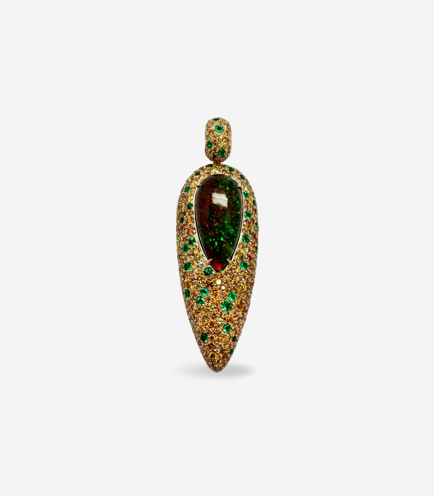 Black Opal, Fancy Color Diamond & Emerald Pendant