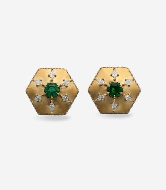 Emerald Hexagon Earrings