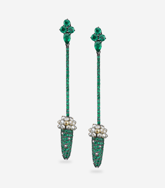 Emerald & Basra Pearl Earrings