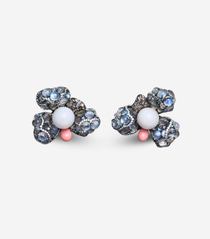 Blue Moonstone & Pearl Flowers