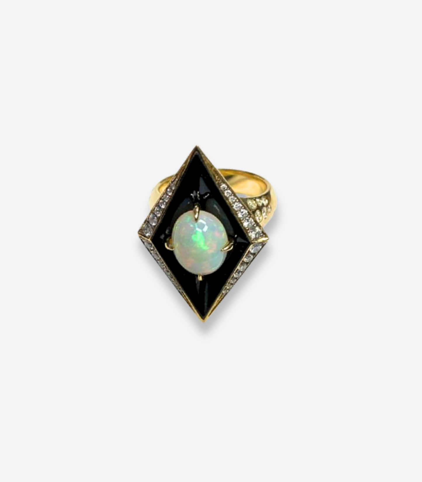 Yin-Yang Opal & Black Jade Kite Ring