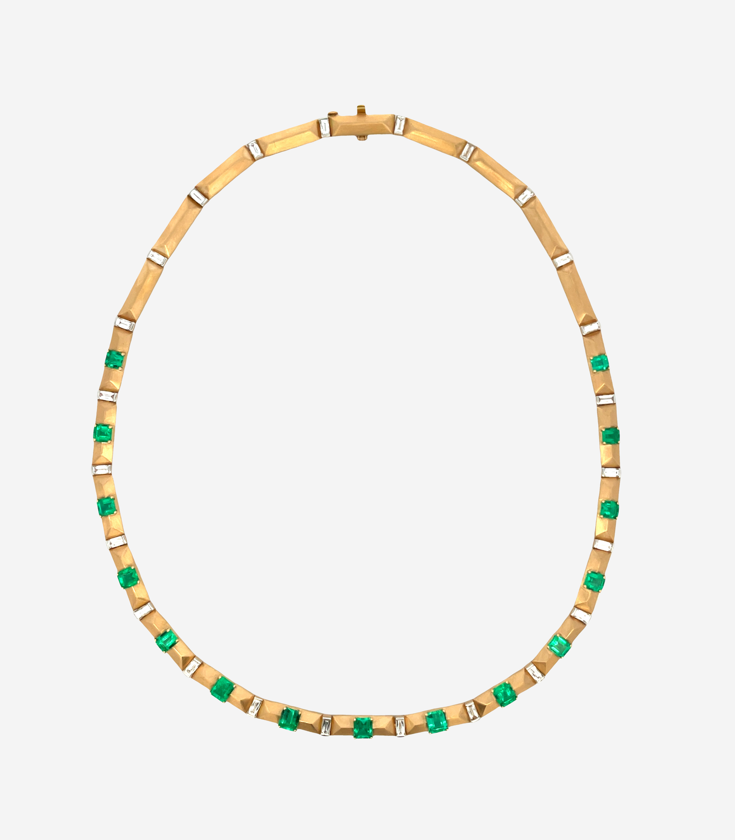 Enigma Emerald & Baguette Diamond Necklace