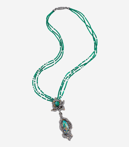 Emerald & Opal Flower Necklace