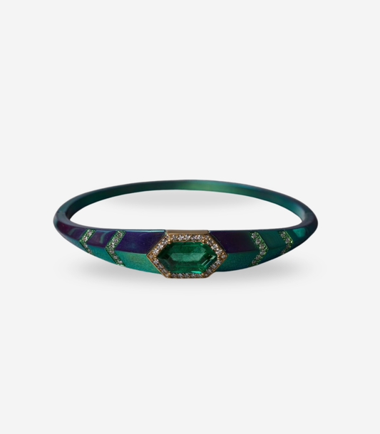 Elongated Hexagon Emerald Bracelet