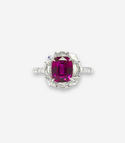 Pink Sapphire & Fancy Cut Diamond Ring