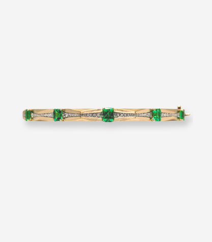 Enigma 5 Colombian Octagonal Emerald Diamond Bangle