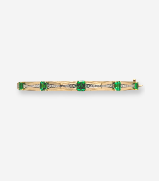Enigma 5 Colombian Octagonal Emerald Diamond Bangle