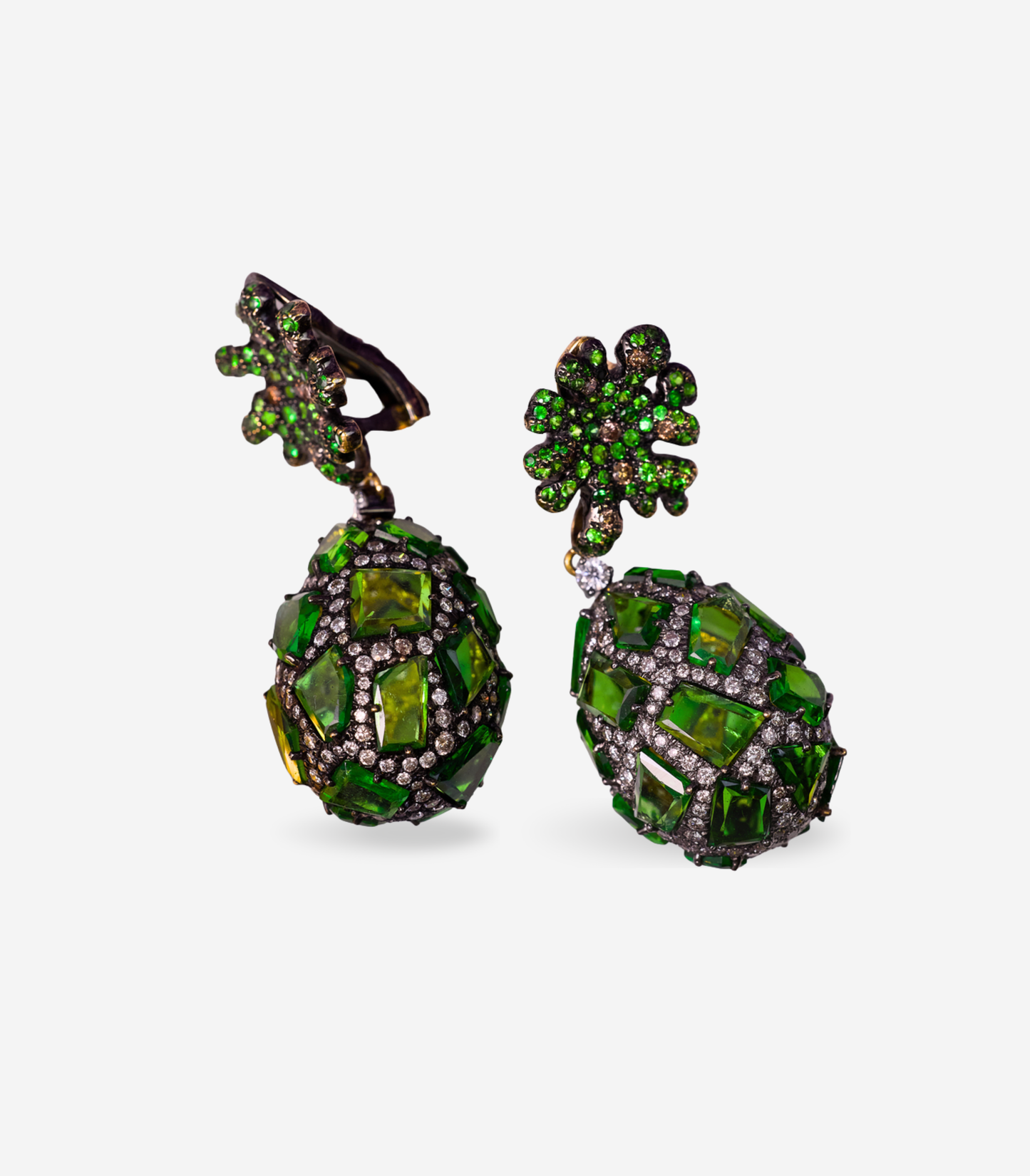 Tsavorite Stain Glass Window Earrings