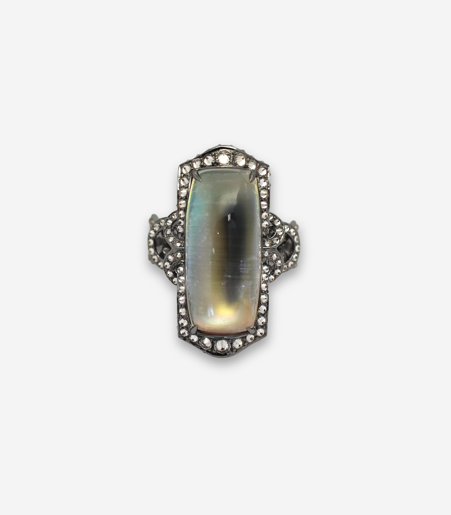 Blue Moonstone & Diamond Ring