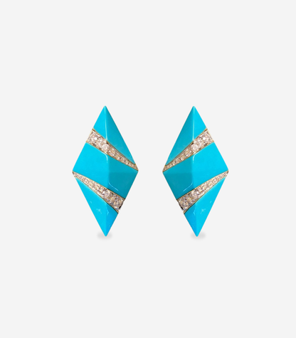 Turquoise Pyramid Yin Yang Earrings