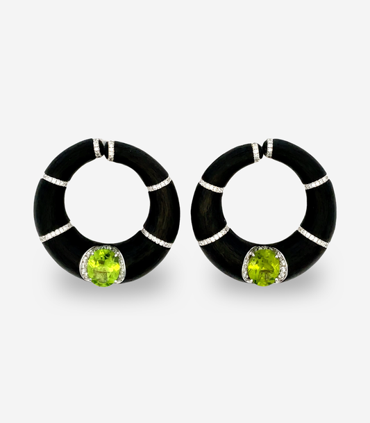 Peridot Carbon Fiber Creole Earrings