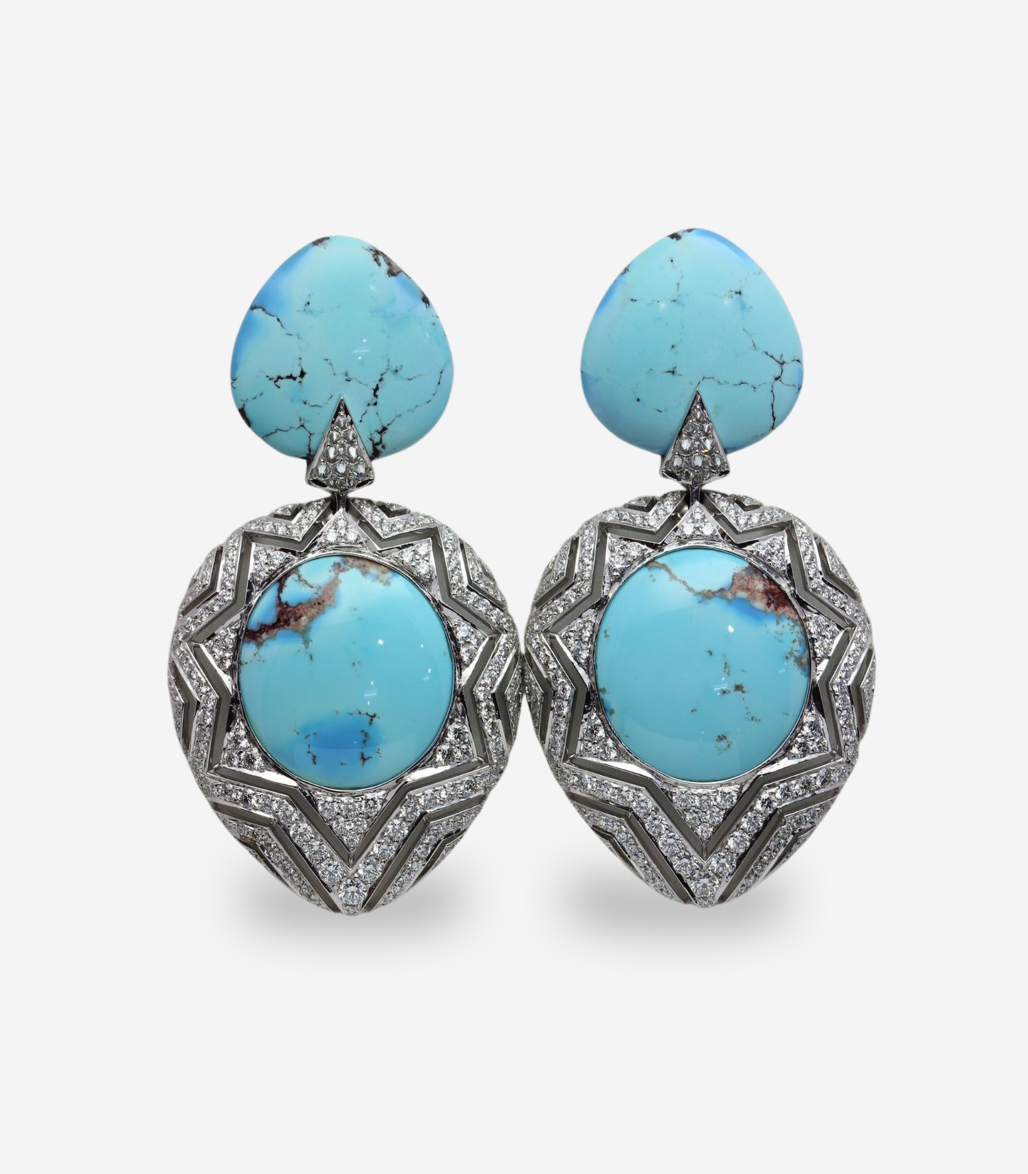 Turquoise & Diamond Chevron Earrings