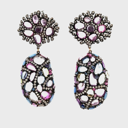Multi Sapphire & Diamond Earrings