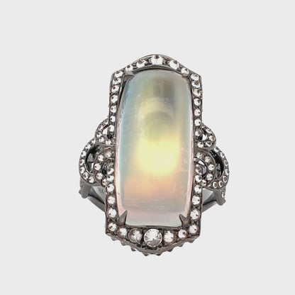 Blue Moonstone & Diamond Ring