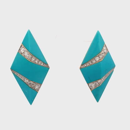 Turquoise Pyramid Yin Yang Earrings