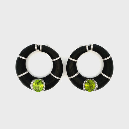 Peridot Carbon Fiber Creole Earrings