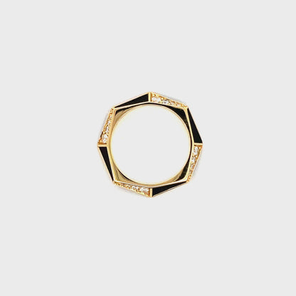 Yin Yang Black Jade & Diamond Stacking Band