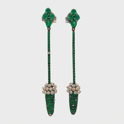 Emerald & Basra Pearl Earrings