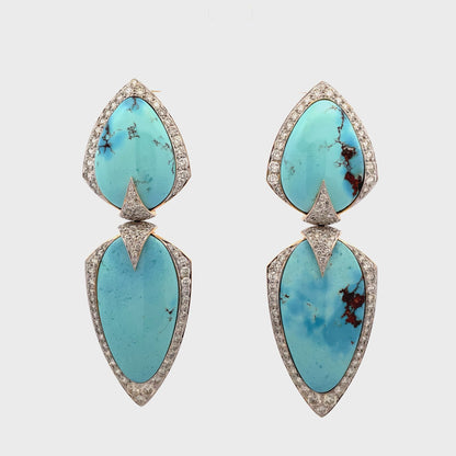 Turquoise & Diamond Earrings