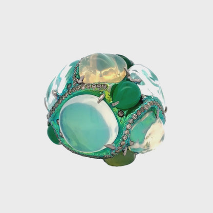 Opal Encased In Emerald & Diamond