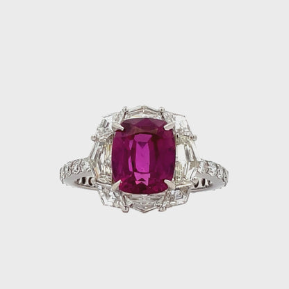Pink Sapphire & Fancy Cut Diamond Ring
